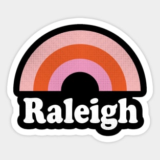 Raleigh, North Carolina - NC Retro Rainbow and Text Sticker